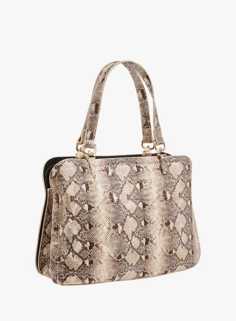 Flora Bella By Shoexpress Women's Animal Print Tote Bag with Zip Closure and Detachable Strap