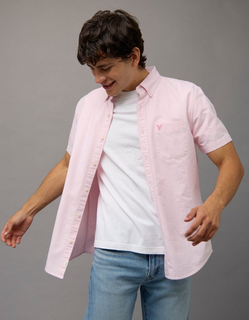 American Eagle AE Short-Sleeve Classic Fit Button-Up Shirt - Image 1