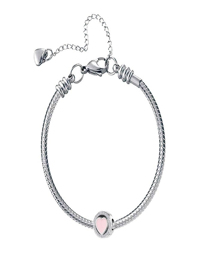 SBI Jewelry Pink Love Heart Bead Compatible with Pandora Charm Bracelets Clear CZ Christmas Family Birthday Anniversary - Image 2