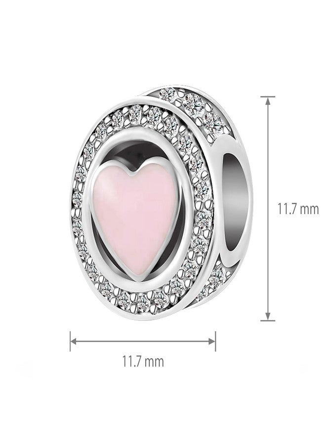 SBI Jewelry Pink Love Heart Bead Compatible with Pandora Charm Bracelets Clear CZ Christmas Family Birthday Anniversary - Image 4
