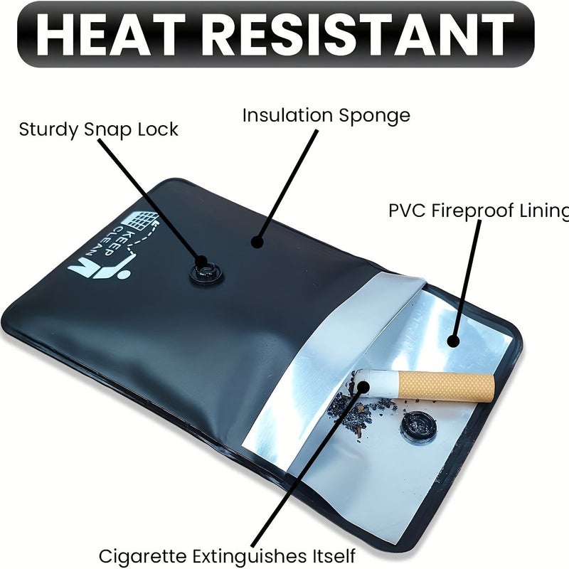 2 Pcs Blue Flame Retardant Leak Proof Mini Ashtray Pouches For Outdoor Portable Use - Image 1