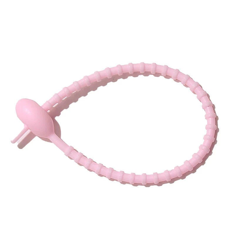 Silicone Cable Tie Organizer DIY Keychain Colorful Cord Pink 