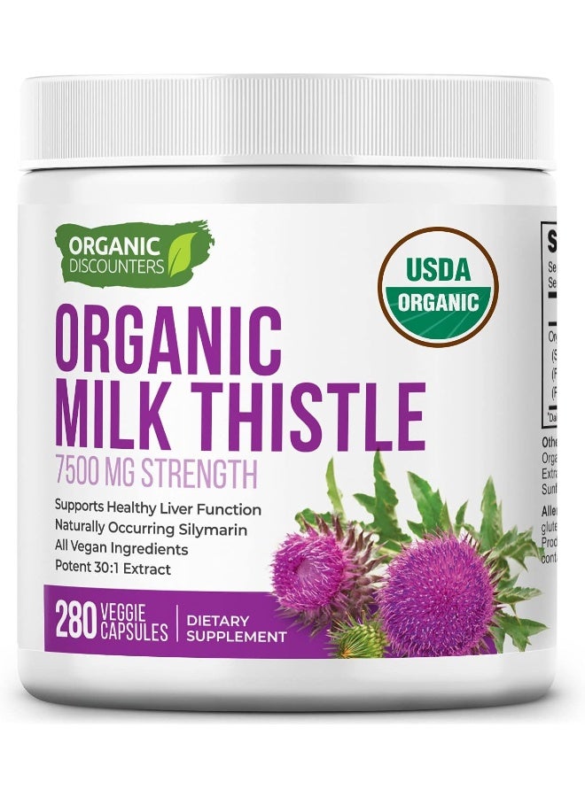 Organic Discounters USDA Organic Milk Thistle Extract Capsules, 7500 mg Strength - Image 1