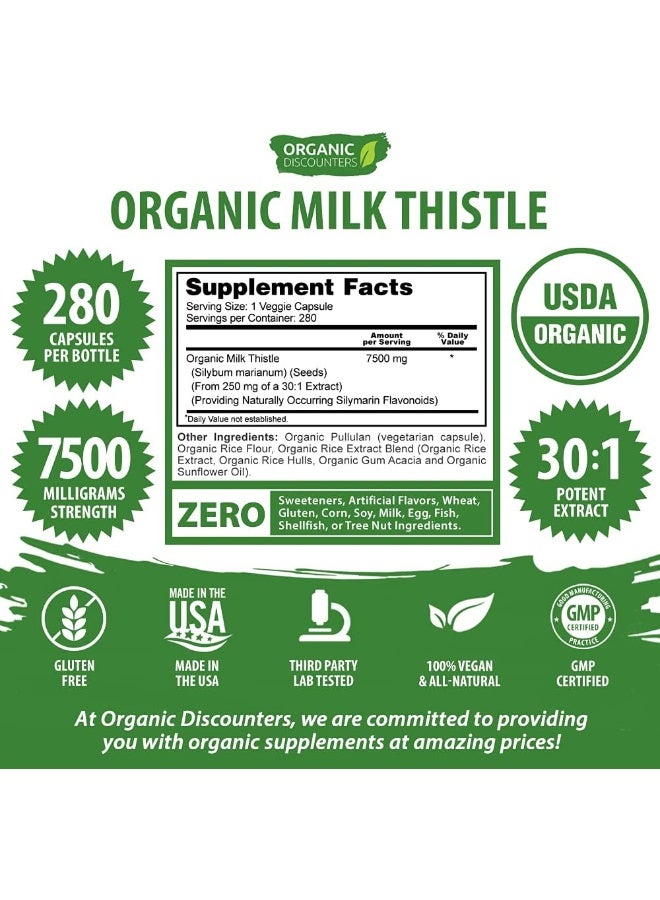 Organic Discounters USDA Organic Milk Thistle Extract Capsules, 7500 mg Strength - Image 2