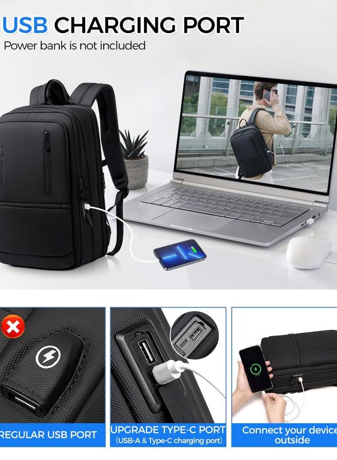 Fenree.geer 15.6 Inch Laptop Backpack for Men, Black Business Work Travel Bag, Black, 16.9 x 11.4 x 6.6 inches, Business - Image 4