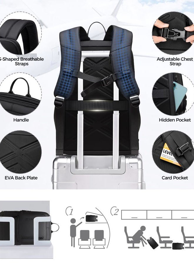 Fenree.geer 15.6 Inch Laptop Backpack for Men, Black Business Work Travel Bag, Black, 16.9 x 11.4 x 6.6 inches, Business - Image 5