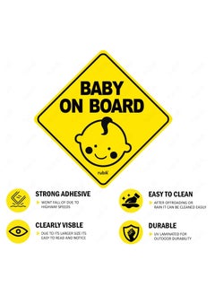 Baby on Board Car Sign Self Adhesive Sticker, 2pcs Reflective Kids Safety Warning Cute Design for Car Rear Window Bumper Universal Fit 12x12cm - pzsku/Z5D8D1C2DDCD19A381198Z/45/_/1674483659/cb7724c7-eb84-4ab0-bceb-73b3a2039b71