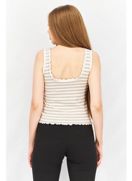 BB Dakota by Steve Madden Women Square Neck Sleeveless Tank Top, Ivory  - Image 4