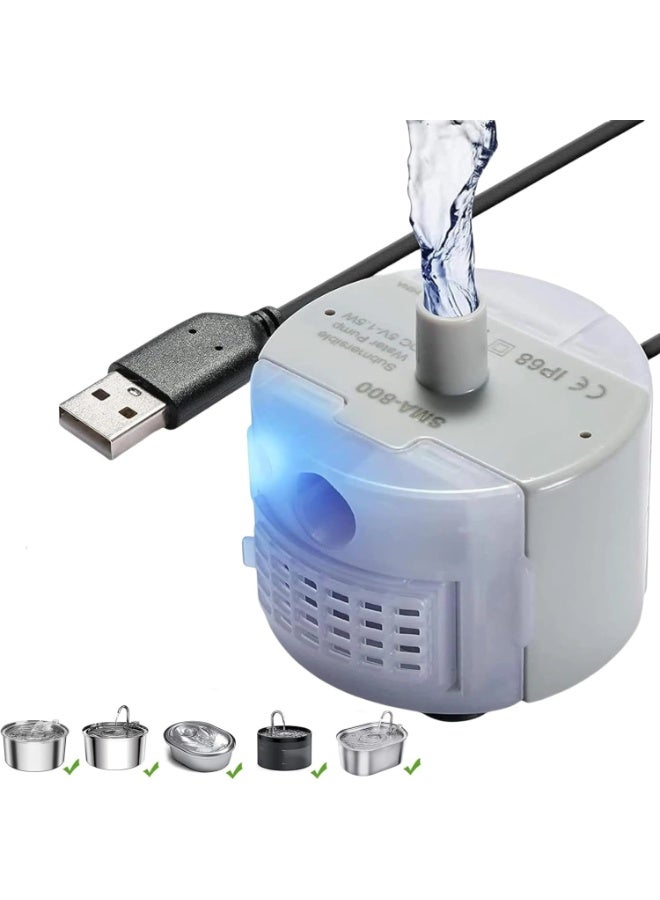 منى للألعاب مضخة نافورة مياه القطط تعمل بمنفذ USB، مضخة بديلة صامتة لنافورة الحيوانات الأليفة المصنوعة من الستانلس ستيل سعة 3.2 لتر، مقاومة للماء IP68، منخفضة الطاقة 1.5 واط وسهلة التنظيف - Image 1