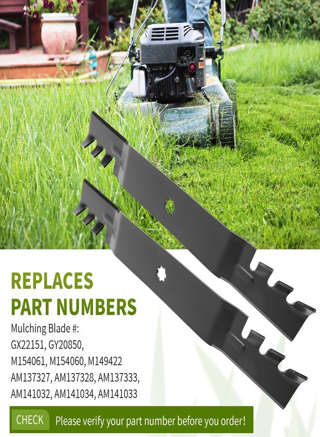 Fourtry GX22151 Mower Blades Compatible with John Dee re 42" Deck Riding Mowers, Gator Mulching Blades Fit for John Dee re 102 115 125 135 D130 D100 D105, Replace GY20850 AM141033, 2 Pack - Image 2