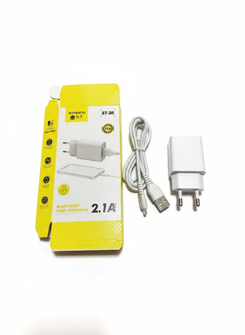 سترونج شاحن قوي مايكرو USB ٢٫١ امبير Strong ST-30 مع كابل مايكرو لموبايلات اندرويد القديمة شاحن وكابل اقتصادي - Image 2