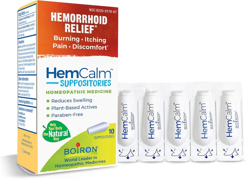 Boiron Boiron HemCalm Suppositories for Hemorrhoid Relief of Pain, Itching, Swelling or Discomfort - 10 Count 