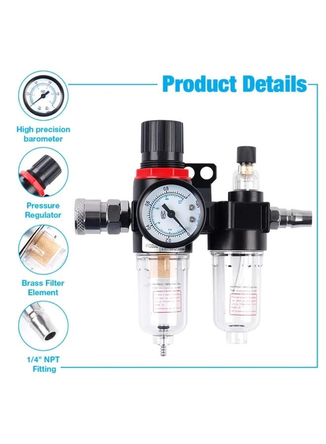 AFC2000 Air Compressor Filter Regulator Kit 3PCS With Oil Water Separator Pressure Gauge - Image 3