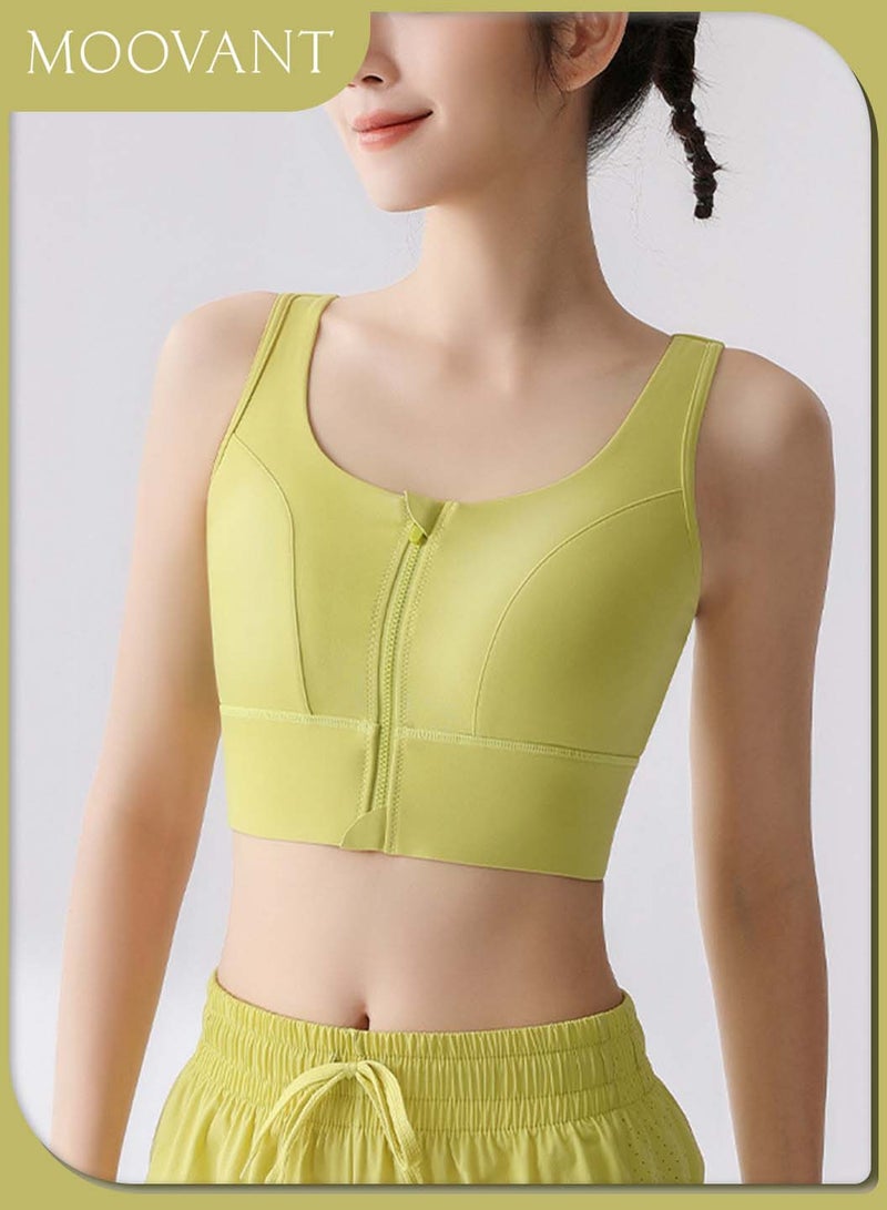 Moovant Highly Shockproof Sports Underwear for Women Front Zipper Yoga Top Vest Bra Fixed Cup Running Yoga Exercise Fitness Underwear  - Image 1