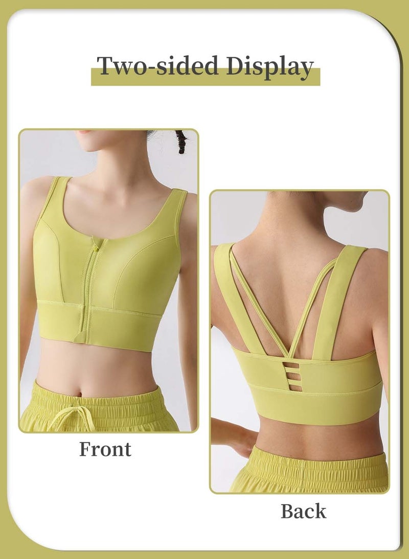 Moovant Highly Shockproof Sports Underwear for Women Front Zipper Yoga Top Vest Bra Fixed Cup Running Yoga Exercise Fitness Underwear  - Image 2