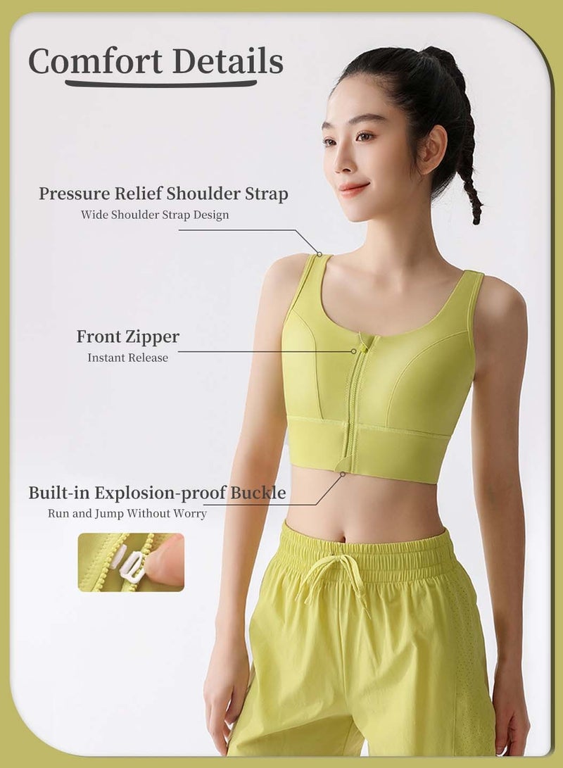 Moovant Highly Shockproof Sports Underwear for Women Front Zipper Yoga Top Vest Bra Fixed Cup Running Yoga Exercise Fitness Underwear  - Image 3