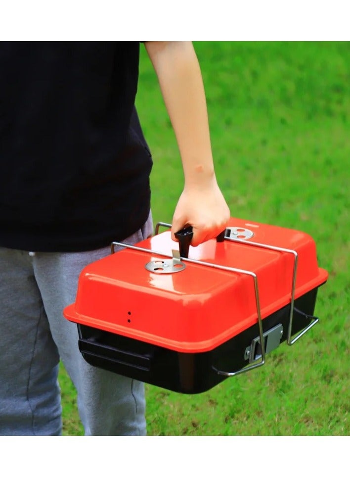 إسكدنيا شواية شواء الفولاذ المقاوم للصدأ شواية فحم مع غطاء قابل للطي دائم في الهواء الطلق التخييم المنزلي شيش كباب م شواء للطبخ في الهواء الطلق نزهة فناء خلفي فناء التخييم الطبخ رمضان اجتمع معا - Image 2