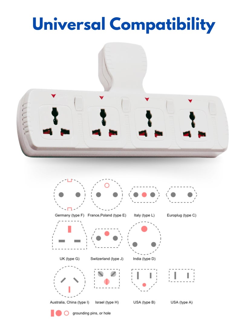 MODI - Multi Plug Power Extension Adapter 4 Way Universal Wall Socket UK 3 Pin Socket For Home Office And Kitchen - Image 1