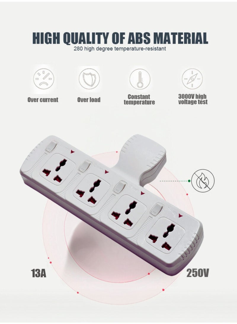 MODI - Multi Plug Power Extension Adapter 4 Way Universal Wall Socket UK 3 Pin Socket For Home Office And Kitchen - Image 1