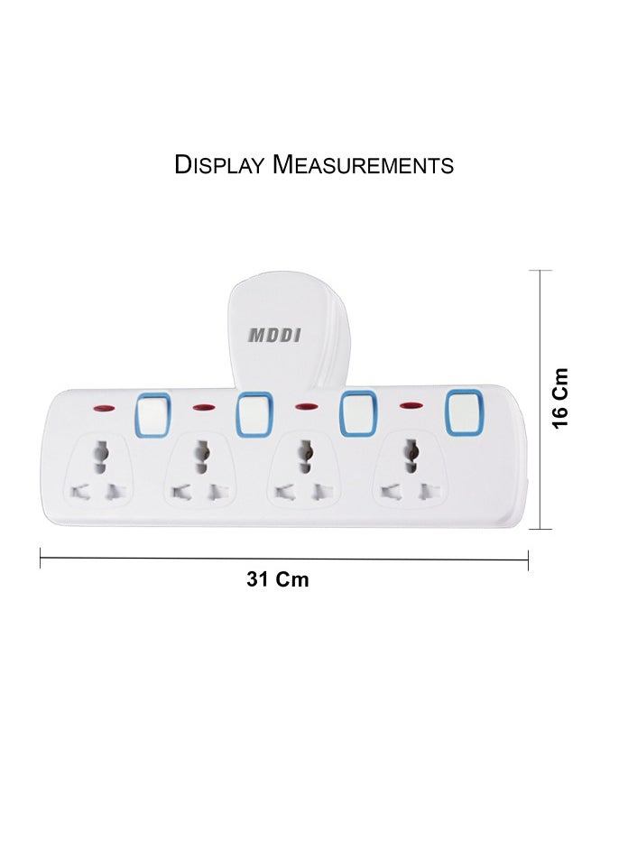 MODI - Multi Plug Power Extension Adapter 4 Way Universal Wall Socket UK 3 Pin Socket For Home Office And Kitchen - Image 1