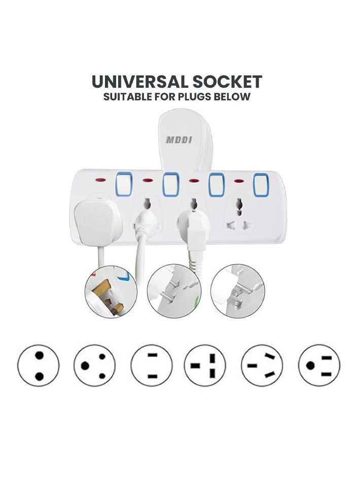 MODI - Multi Plug Power Extension Adapter 4 Way Universal Wall Socket UK 3 Pin Socket For Home Office And Kitchen - Image 1