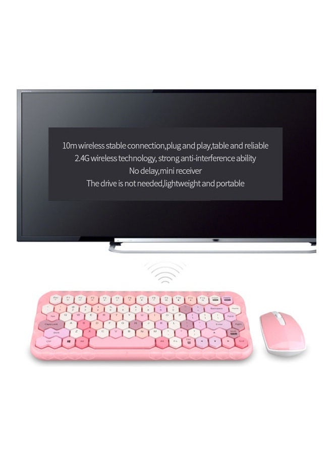 NIBEMINENT Honey Wireless Keyboard Mouse Combo Pink  - Image 2