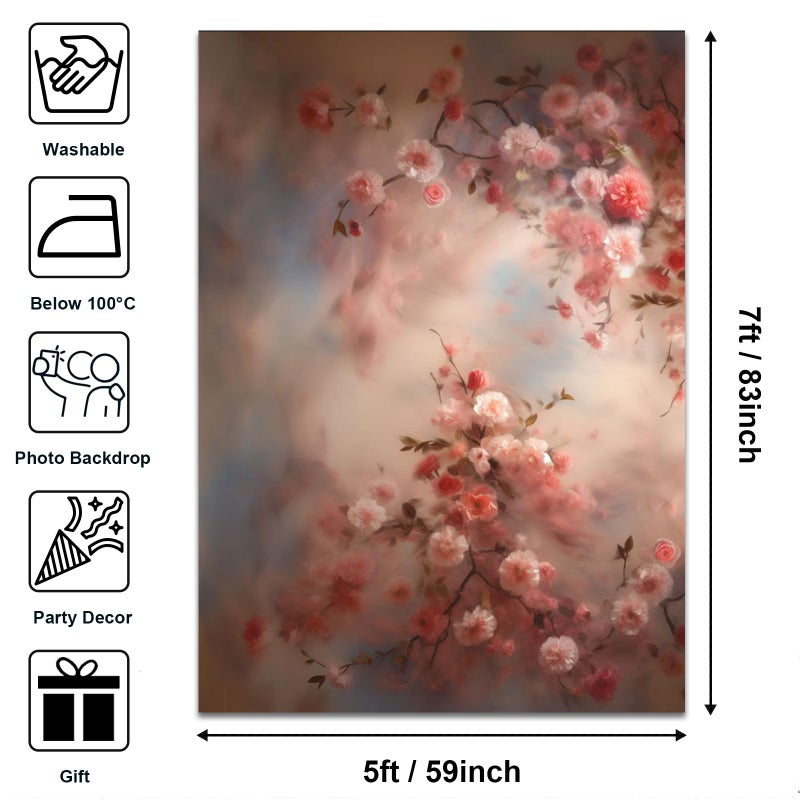 Mocsicka Abstract Floral Backdrop for Photography Retro Spring Watercolor Painting Floral Background Newborn Baby Shower Princess Girls Portrait Decoration Backdrop - Image 5