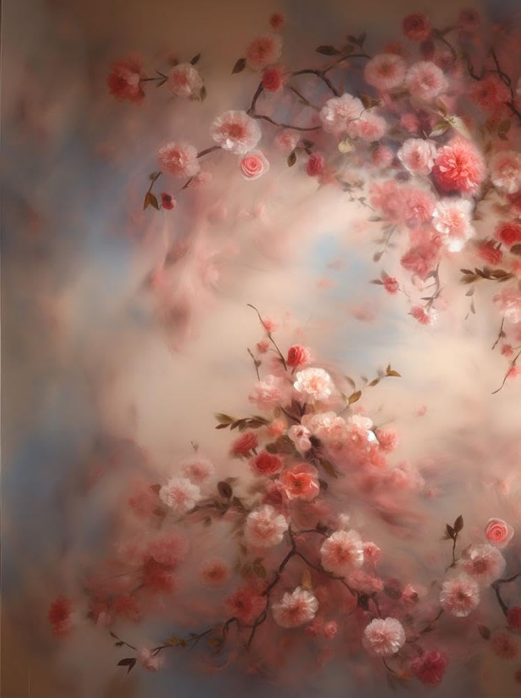 Mocsicka Abstract Floral Backdrop for Photography Retro Spring Watercolor Painting Floral Background Newborn Baby Shower Princess Girls Portrait Decoration Backdrop - Image 2