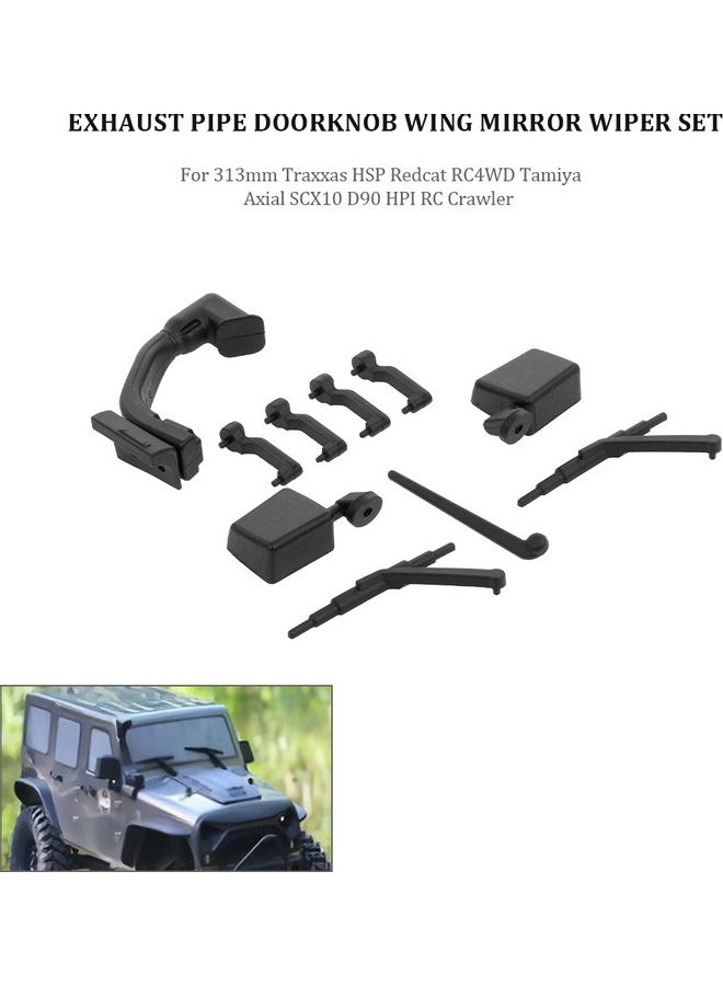 NIBEMINENT Exhaust Pipe Doorknob Wing Mirror Wiper Set For Traxxas HSP Redcat RC Car - Image 1