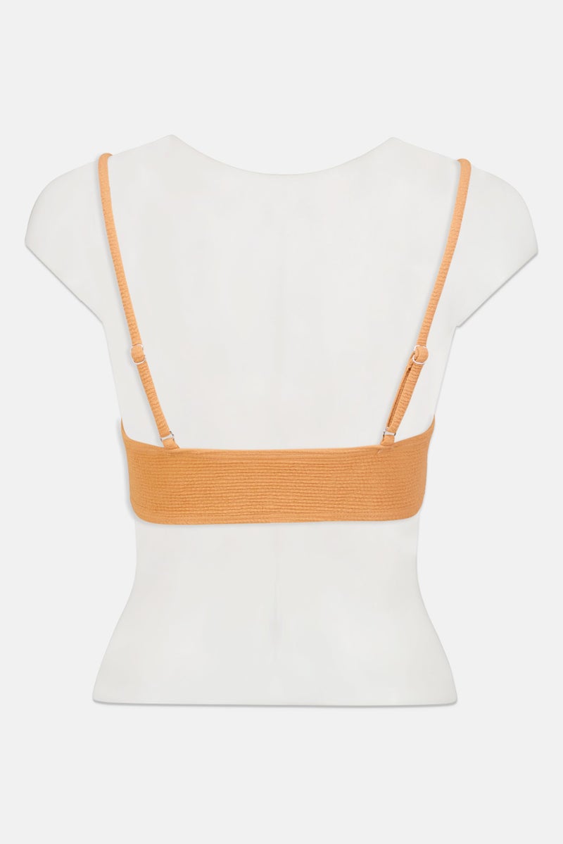 4th & Reckless Women Crinckle Non Padded Bikini Top, Tan  - Image 2