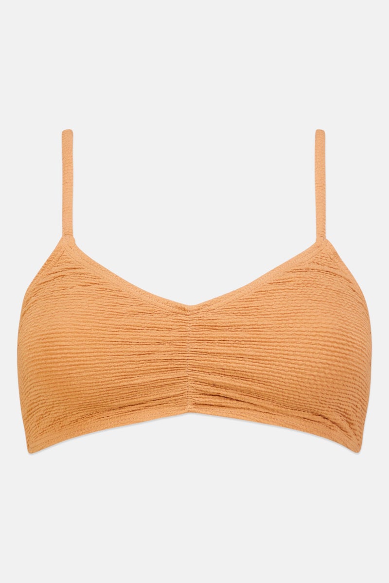 4th & Reckless Women Crinckle Non Padded Bikini Top, Tan  - Image 1
