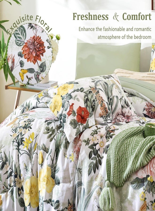 WONGS BEDDING طقم لحاف أخضر فاتح من وونغز بيدينغ، مقاس كينج، 7 قطع، طقم لحاف مزين بالزهور مناسب لجميع الفصول، طقم سرير متكامل مقاس كينج مزين بالزهور النباتية، يشمل اللحاف، الشراشف، أغطية الوسائد، وأغطية الوسائد المزخرفة. - Image 4