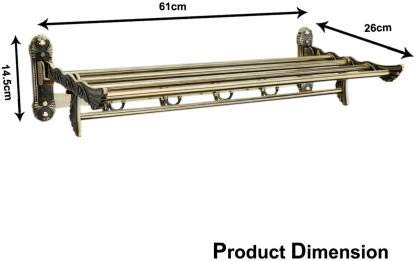 iSTAR Antique Rajwadi Look Folding Towel Rack for Bathroom/Folding Towel Stand/Hanger/Bathroom Accessories (24 Inch-Brass Finish) - Image 5