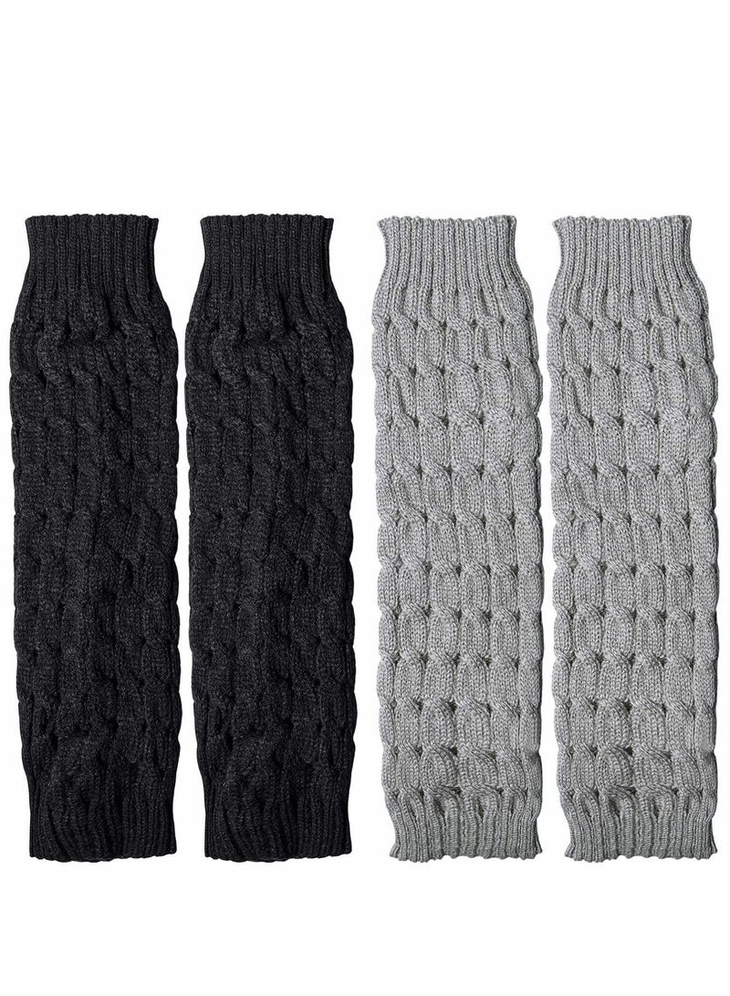 2 Pairs Women Knit Leg Warmers Winter Warm Long Boot Socks