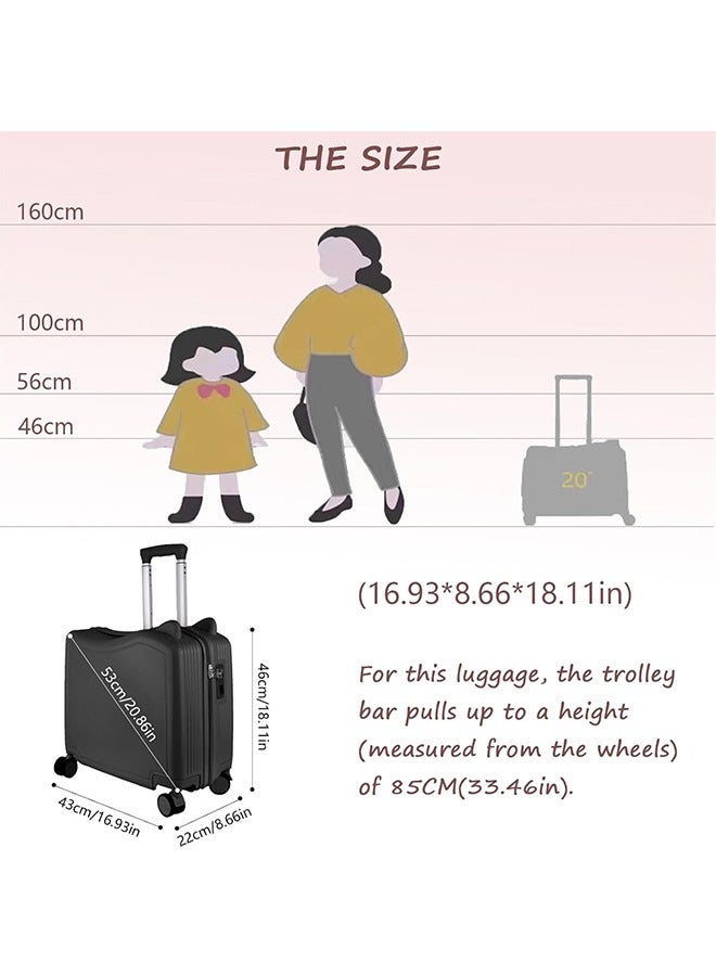 JCB CHIC حقيبة أطفال للركوب مقاس 20 بوصة مع عجلات دوارة مزدوجة، حقيبة أمتعة لطيفة خفيفة الوزن يمكن حملها على الجانب الصلب مع قفل بكلمة مرور للسفر - Image 4