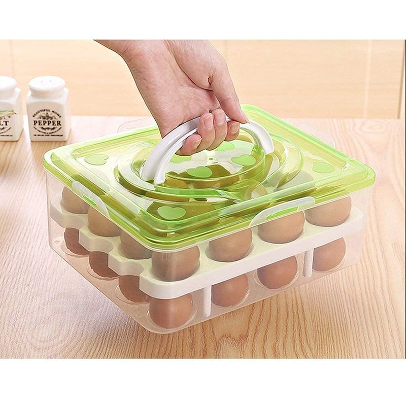 TGOPIT Egg Holder for Refrigerator Plastic Egg Holder BPA Free Fridge Organizer with Lid Refrigerator Storage Container 32 Egg TrayGreen - Image 4