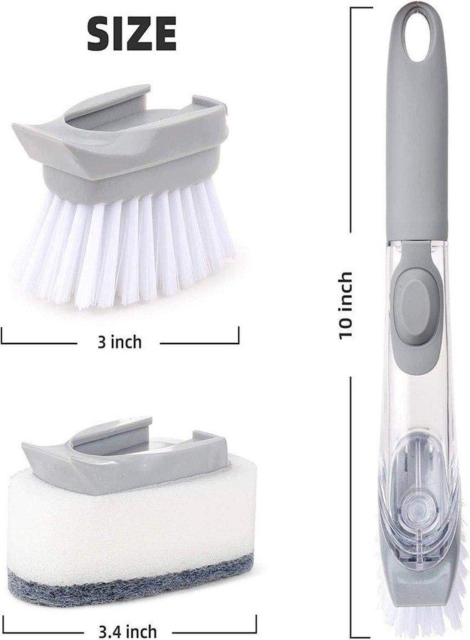 PIPALIYA Automatic Liquid Tank Kitchen Utensils Sink Cleaning Brush Scrubber| Dish Bowl Washing Brush with Refill Liquid Soap Dispenser Handle Sponge with Wok Brush Kitchen Pot Cleaner Tool - Image 3