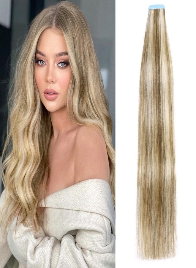 LADY MIRANDA 20 Inch Mixed Blonde Tape in Hair Extensions Human Hair 20PCS 50g Invisible Tape ins Human Hair Extensions Long Lasting Hair Extension Tape Easy to Install (Mixed Blonde) - Image 1