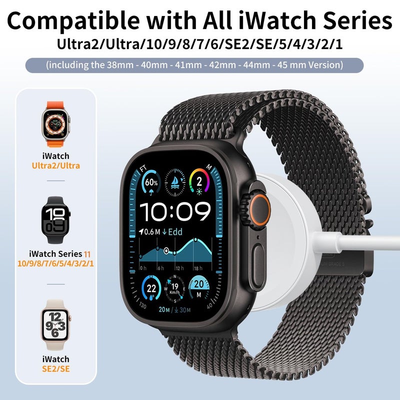 EGK 20W USB-C Apple Watch Magnetic Fast Charger (MFi), Wireless Charging Cable for All iWatch Series (2 m) - Image 3