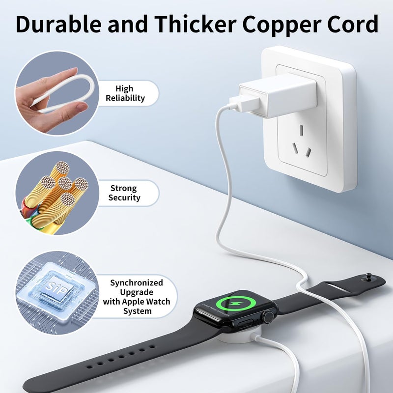 EGK 20W USB-C Apple Watch Magnetic Fast Charger (MFi), Wireless Charging Cable for All iWatch Series (2 m) - Image 5