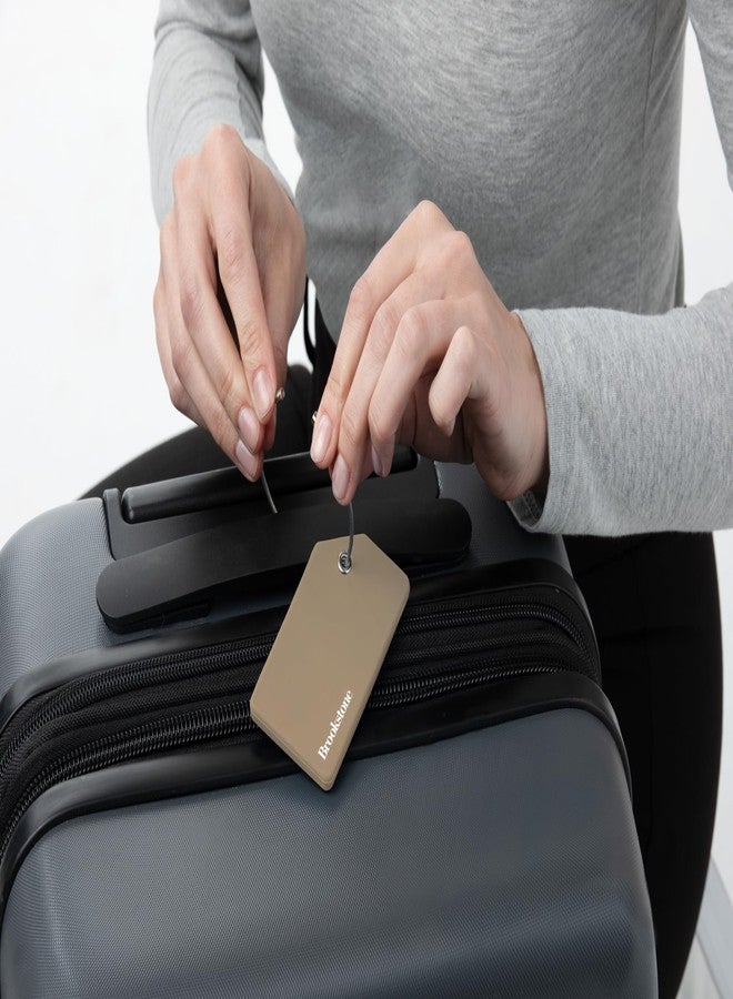 بروكستون بطاقات أمتعة بروكستون للحقائب - عبوة من قطعتين، مصنوعة من السيليكون، إكسسوارات سفر، بطاقات حقائب مع بطاقة اسم وحلقة معدنية للإغلاق، مقاس واحد، لون كاكي - Image 4