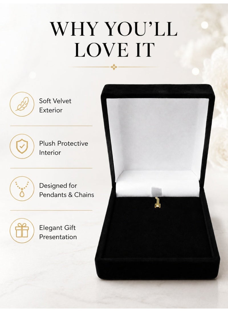 Velvet Gift Box for Pendants and Chains for Wedding and Engagement (Black) - Image 4