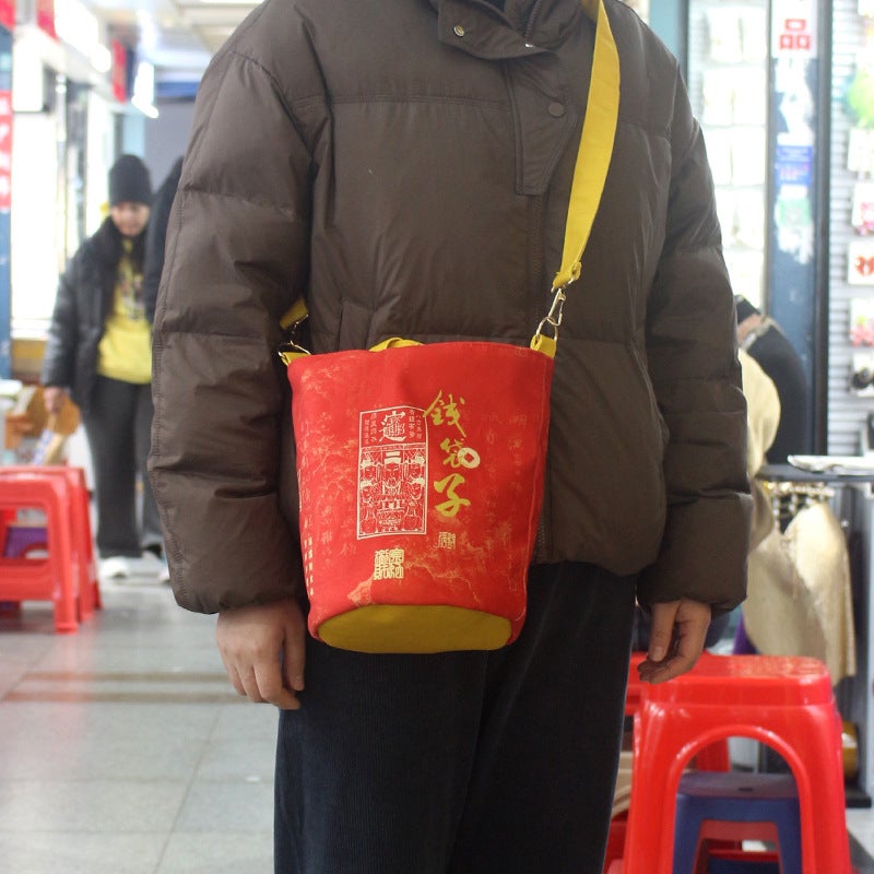 Money Bag Bucket Bag Lingyin With Temple Scenic Area Leisure Tourism Creative Girl Hand Canvas Bag - Image 4