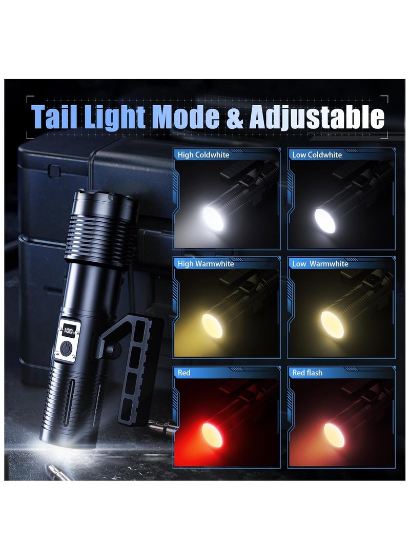 900,000LM Rechargeable Flashlight – Super Bright High Lumens Flashlight, Heavy Duty LED Torch with LCD Display, Zoomable Handheld Flashlight for Emergencies, Outdoor, and Tactical Use - Image 4