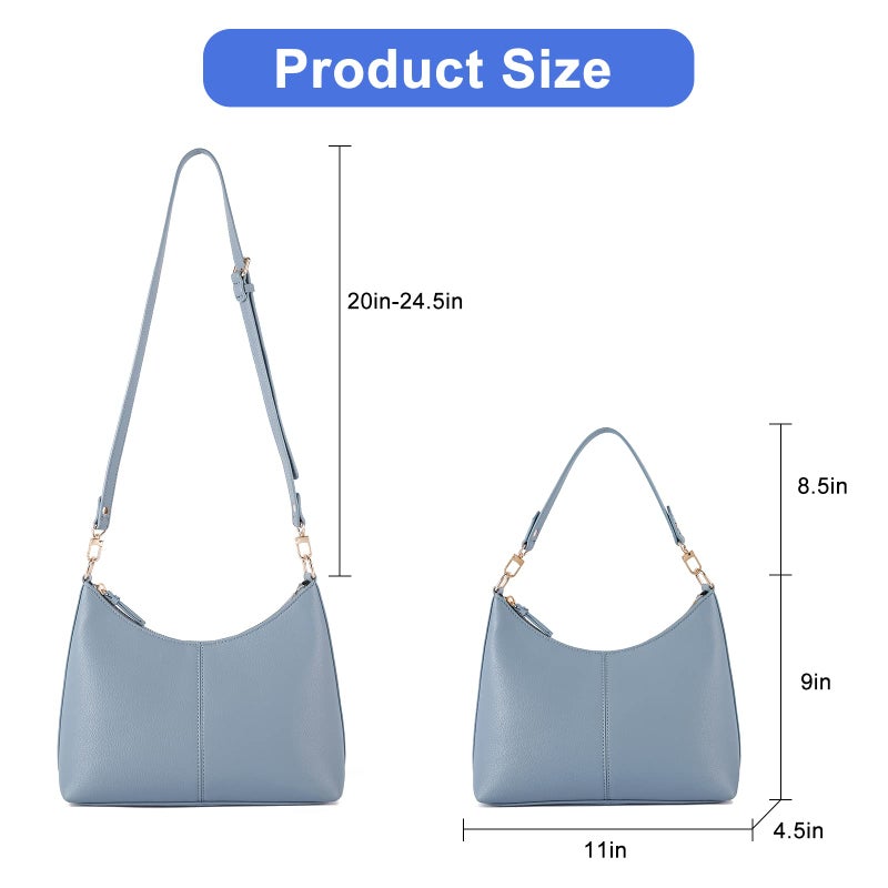 Keyli Women's Blue PU Leather Shoulder Handbag with Zipper, 11"L x 4.5"W x 9"H, Unique Design, Large Capacity - Image 4