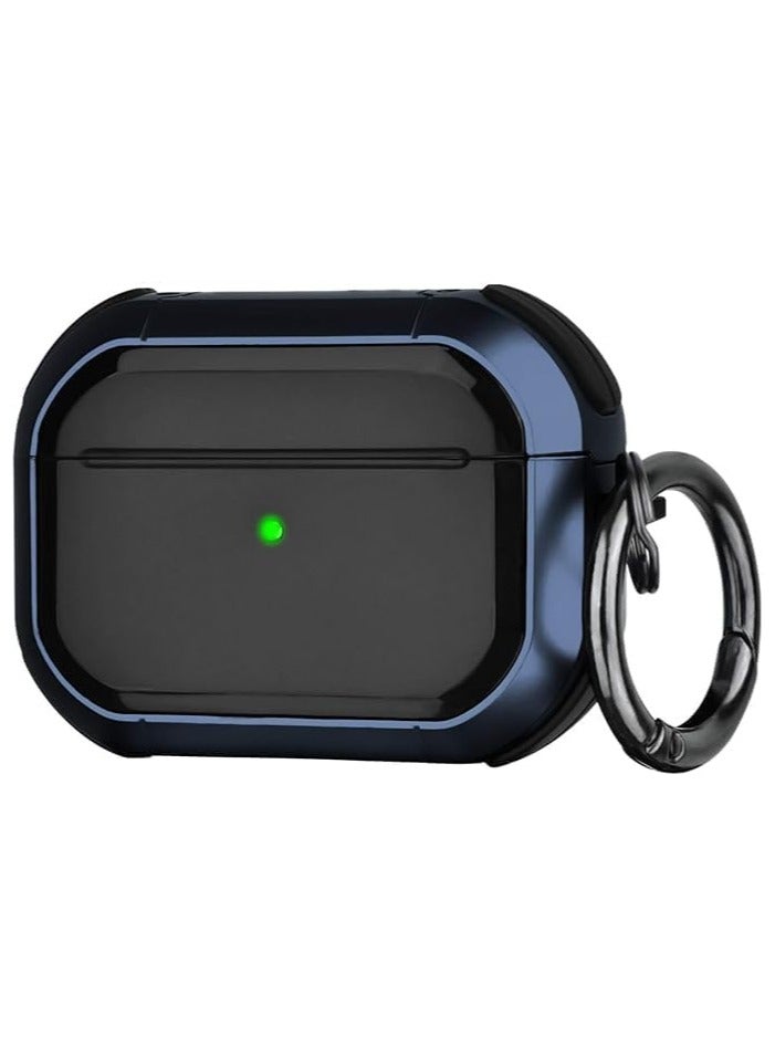 ELMO3EZZ Airpods Pro 2 Case with Keychain,Full-Body Rugged Military Grade Protective Cover,Compatible with New Apple Armor Cover for Airpod pro 2nd Generation 2022(Blue and black) 