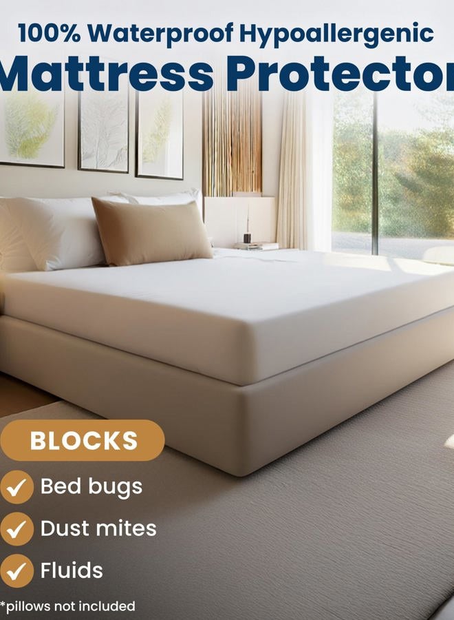 Everlasting Comfort Waterproof King Size Mattress Protector - 2 Pillow Protectors - Fitted Sheet Cover for Bed - Quiet Dual Layer Plastic Membrane Pad - Image 2