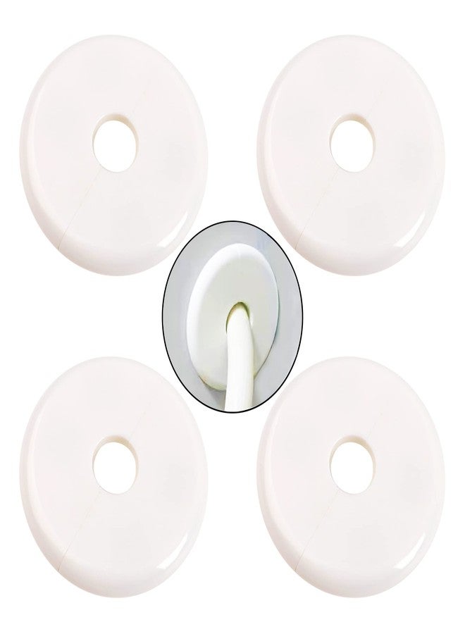 Rrina 4Pcs 0.67in/17mm White Plastic Wall Split Flange Round Escutcheon Plate Cover - Image 1