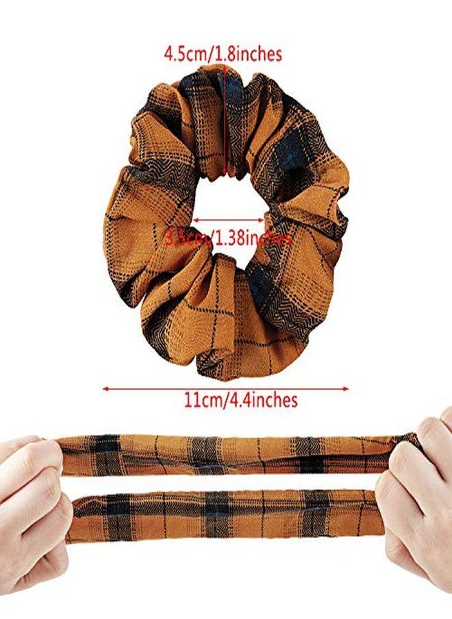 WILLBOND 12 Pieces Fall Scrunchies Plaid Hair Scrunchies Christmas Hair Tie Checkered Elastic Plaid Fabric Hair Bands Multi Colors Check Hair Ties For Girls Women Hair Accessories  - Image 2