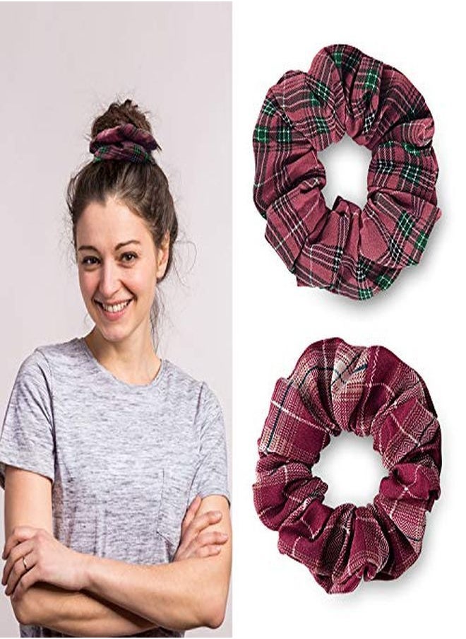 WILLBOND 12 Pieces Fall Scrunchies Plaid Hair Scrunchies Christmas Hair Tie Checkered Elastic Plaid Fabric Hair Bands Multi Colors Check Hair Ties For Girls Women Hair Accessories  - Image 5